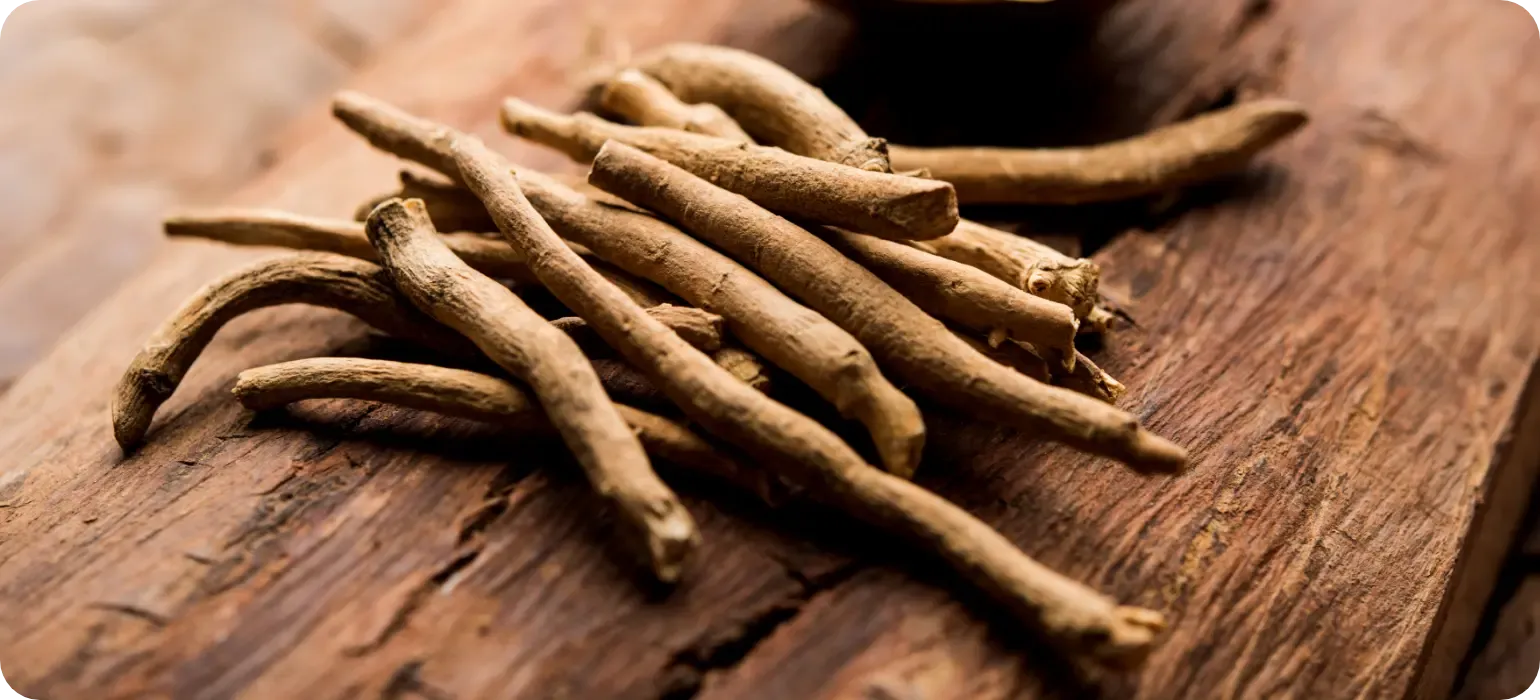 Dried ashwagandha root, an adaptogenic herb